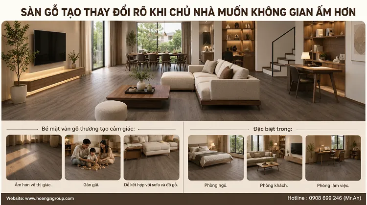 Sàn Gỗ Tạo Thay Đổi Rõ Khi Chủ Nhà Muốn Không Gian Ấm Hơn