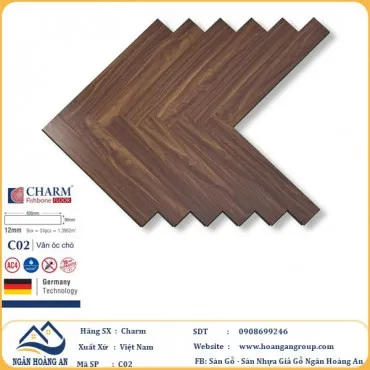 Sàn Gỗ Xương Cá Charm C02 Dày 12mm