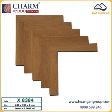 Sàn Gỗ Xương Cá Charmwood  Cốt Xanh X8384 8mm