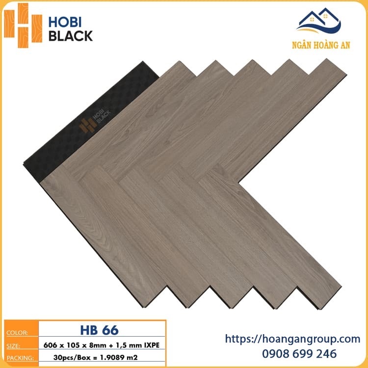 Sàn Gỗ Xương Cá Công Nghiệp 8mm Hobi Black HB66