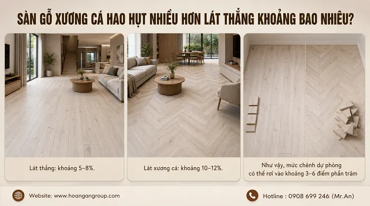 Sàn Gỗ Xương Cá Hao Hụt Nhiều Hơn Lát Thẳng Khoảng Bao Nhiêu? Sàn Gỗ Xương Cá Hao Hụt Nhiều Hơn Lát Thẳng Khoảng Bao Nhiêu?