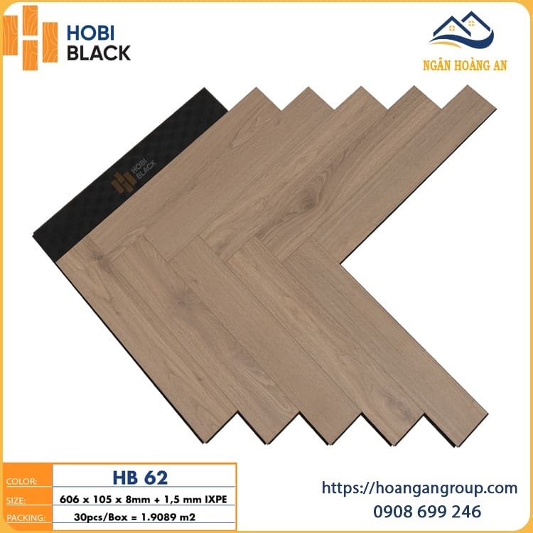 Sàn Gỗ Xương Cá Hobi Black Việt Nam HB62 8mm