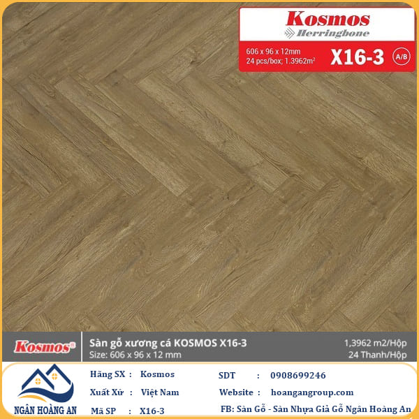 Sàn gỗ công nghiệp Xương Cá Kosmos X16-3