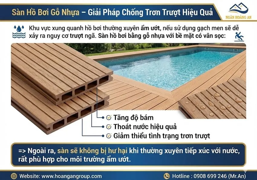 Sàn Hồ Bơi Gỗ Nhựa – Giải Pháp Chống Trơn Trượt Hiệu Quả