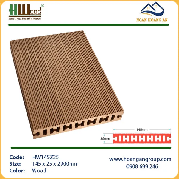 Sàn Gỗ Nhựa Ngoài Trời HWOOD HW145Z25 Wood