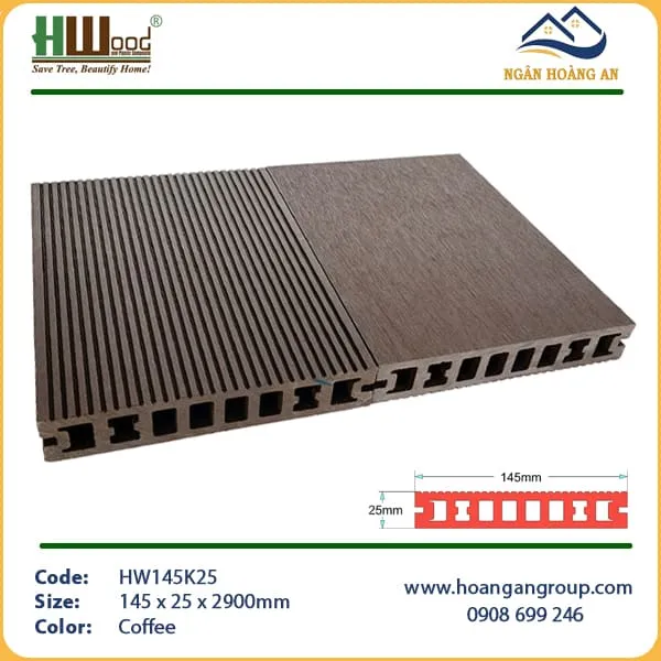 Sàn Gỗ Nhựa Ngoài Trời HWOOD HW145K25 Coffee