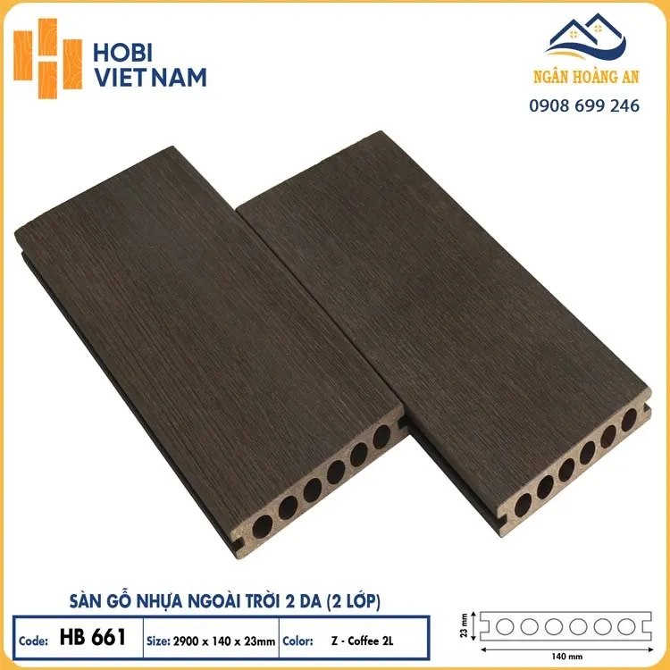 Sàn Lỗ Tròn Gỗ Nhựa Ngoài Trời 2 Da Hobiwood HB661 ZCoffee Sàn Lỗ Tròn Gỗ Nhựa Ngoài Trời 2 Da Hobiwood HB661 ZCoffee