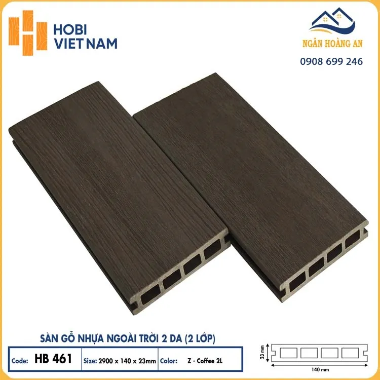 Sàn Lỗ Vuông Gỗ Nhựa 2 Lớp Phủ Polymer Hobiwood HB461 ZCoffee Sàn Lỗ Vuông Gỗ Nhựa 2 Lớp Phủ Polymer Hobiwood HB461 ZCoffee
