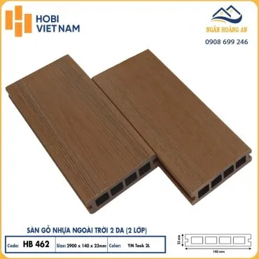 Sàn Lỗ Vuông Gỗ Nhựa Ngoài Trời 2 Da Hobiwood HB462 YM Teak