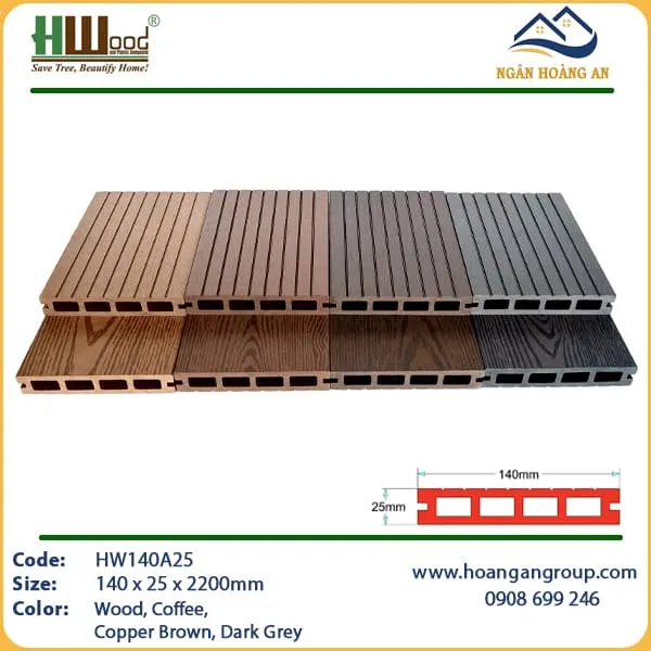 Sàn Gỗ Nhựa Ngoài Trời HWOOD Lỗ Vuông HW145A25