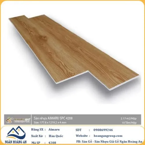 Sàn Nhựa Giả Gỗ Hèm Khóa  4mm Aimaru 4208