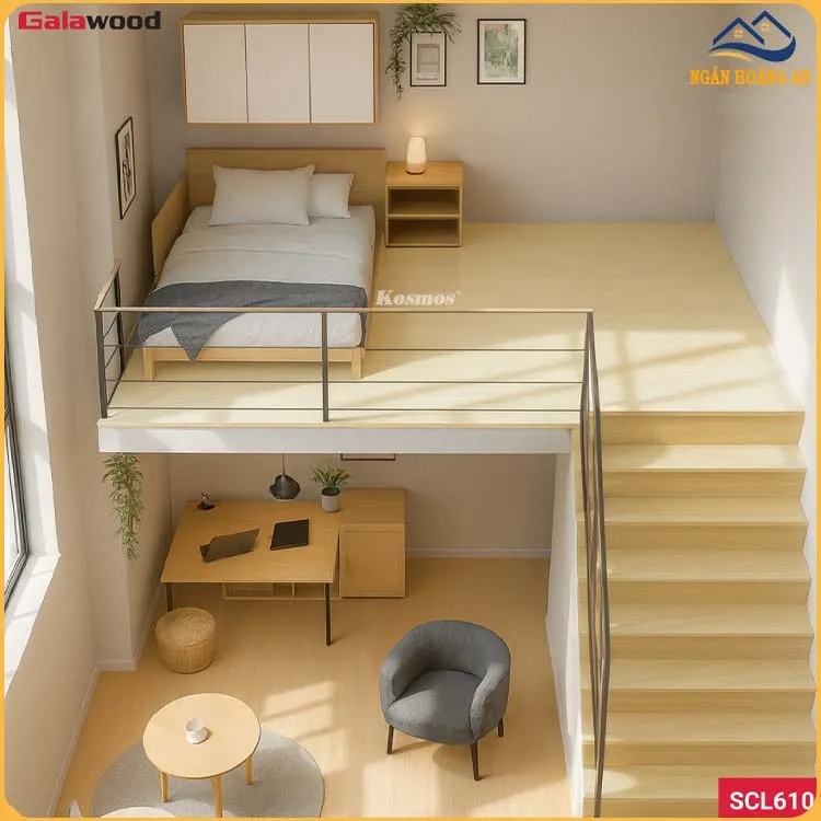 Mẫu Gác Xép Đẹp Bằng Sàn Nhựa Chịu Lực Galawood SCL610