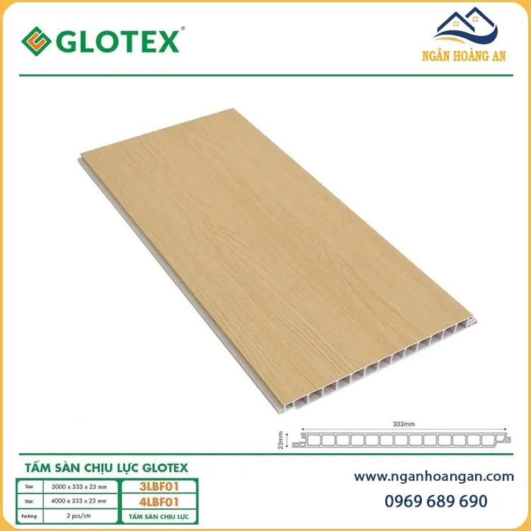 Tấm Sàn Chịu Lực Glotex 3LBF01 Vân Gỗ Sồi Vàng