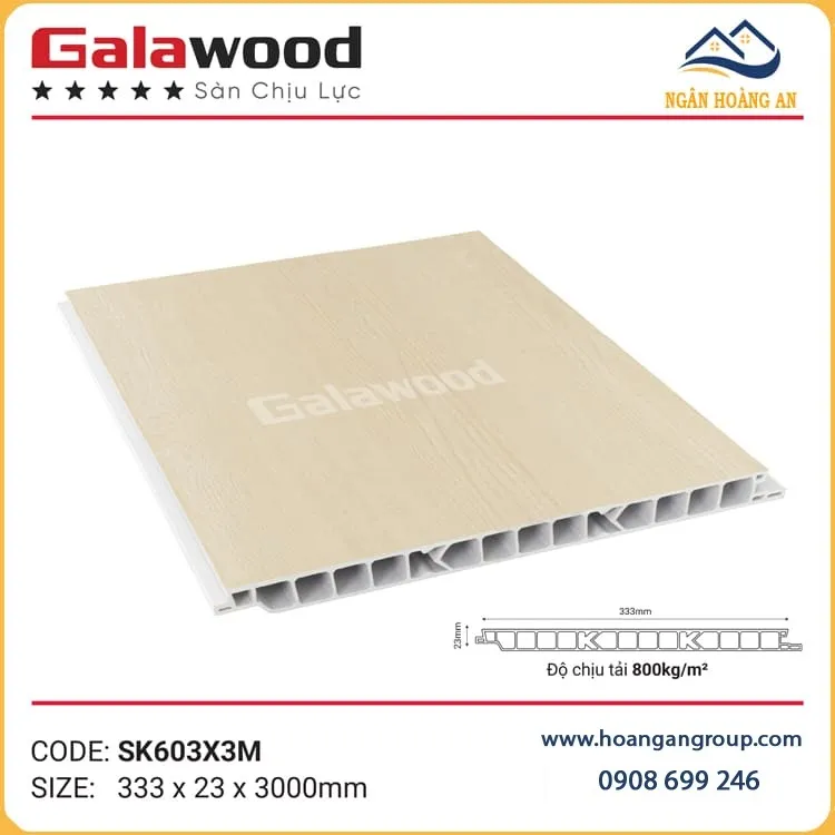Sàn Nhựa Chịu Lực PVC Giả Vân Gỗ Làm Gác Xép Galawood SK603X3M5 Sàn Nhựa Chịu Lực PVC Giả Vân Gỗ Làm Gác Xép Galawood SK603X3M5