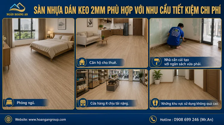 Sàn Nhựa Dán Keo 2mm Phù Hợp Với Nhu Cầu Tiết Kiệm Chi Phí