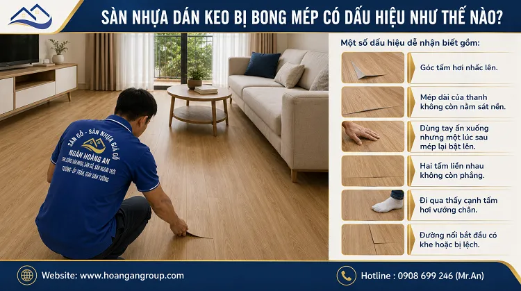 Sàn Nhựa Dán Keo Bị Bong Mép Có Dấu Hiệu Như Thế Nào?