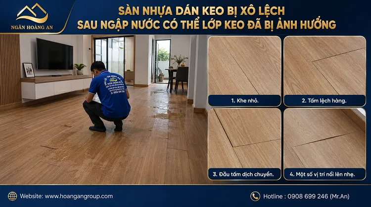 Sàn Nhựa Dán Keo Bị Xô Lệch Sau Ngập Nước Có Thể Lớp Keo Đã Bị Ảnh Hưởng Sàn Nhựa Dán Keo Bị Xô Lệch Sau Ngập Nước Có Thể Lớp Keo Đã Bị Ảnh Hưởng