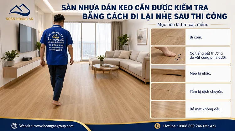 Sàn Nhựa Dán Keo Cần Được Kiểm Tra Bằng Cách Đi Lại Nhẹ Sau Thi Công Sàn Nhựa Dán Keo Cần Được Kiểm Tra Bằng Cách Đi Lại Nhẹ Sau Thi Công
