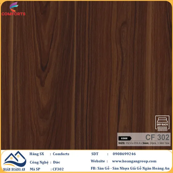 Sàn Nhựa Dán Keo Giả Gỗ Comforts 3mm