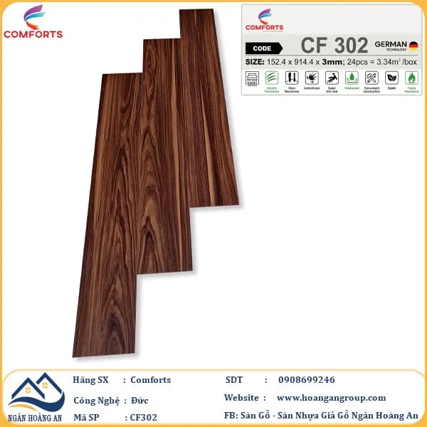 Sàn Nhựa Dán Keo Comforts Giả Vân Gỗ