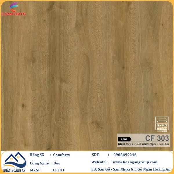 Sàn Nhựa Dán Keo Giả Gỗ Comforts 3mm