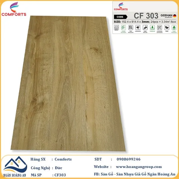 Sàn Nhựa Dán Keo Giả Vân Gỗ Comforts 3mm