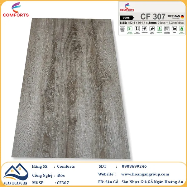 Sàn Nhựa Dán Keo Giả Vân Gỗ Comforts 3mm