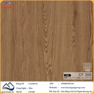 Sàn Nhựa Dán Keo Giả Vân Gỗ Comforts 3mm CF308