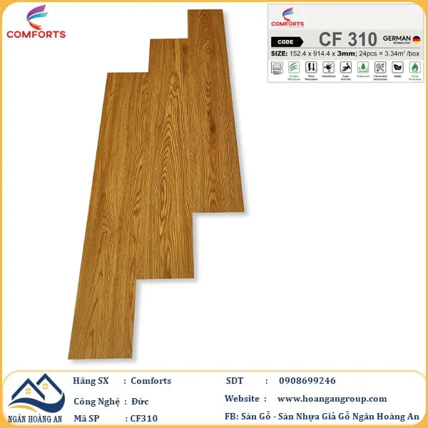 Sàn Nhựa Dán Keo Comforts Giả Vân Gỗ