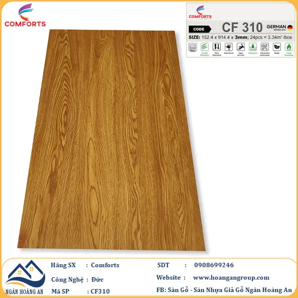 Sàn Nhựa Dán Keo Giả Vân Gỗ Comforts 3mm
