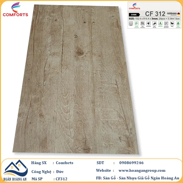 Sàn Nhựa Dán Keo Giả Vân Gỗ Comforts 3mm