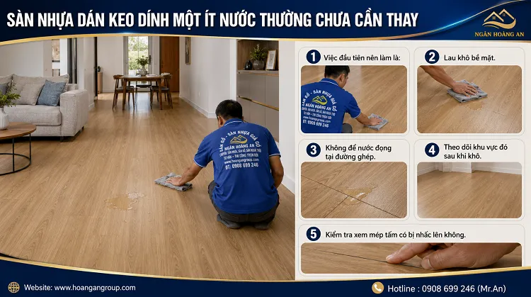 Sàn Nhựa Dán Keo Dính Một Ít Nước Thường Chưa Cần Thay Sàn Nhựa Dán Keo Dính Một Ít Nước Thường Chưa Cần Thay