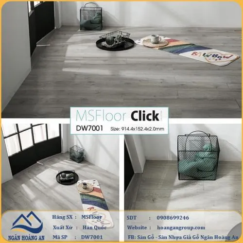 Sàn Nhựa Giả Gỗ Dán Keo MsFloor DW7001