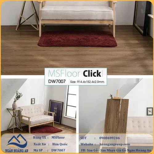 Sàn Nhựa Giả Gỗ Dán Keo MsFloor DW7007