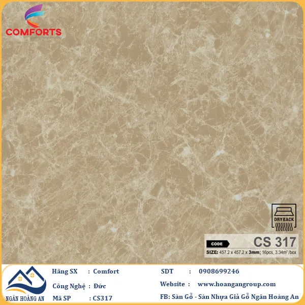 Sàn Nhựa Dán Keo Giả Vân Đá Comforts 3mm