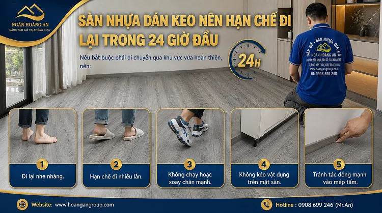Sàn Nhựa Dán Keo Nên Hạn Chế Đi Lại Trong 24 Giờ Đầu Sàn Nhựa Dán Keo Nên Hạn Chế Đi Lại Trong 24 Giờ Đầu
