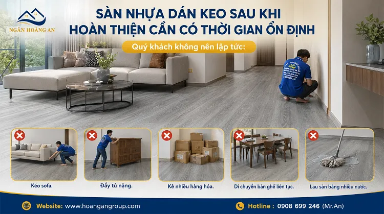 Sàn Nhựa Dán Keo Sau Khi Hoàn Thiện Cần Có Thời Gian Ổn Định Sàn Nhựa Dán Keo Sau Khi Hoàn Thiện Cần Có Thời Gian Ổn Định