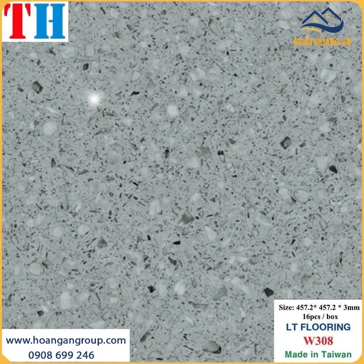 Sàn Nhựa Dán Keo Vân Đá Mài Terrazzo THFloor W308 Dày 3mm Sàn Nhựa Dán Keo Vân Đá Mài Terrazzo THFloor W308 Dày 3mm