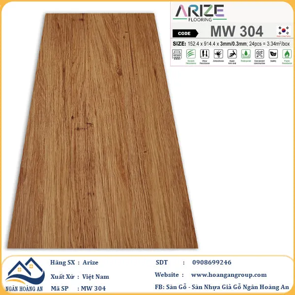Sàn Nhựa Dán Keo Giả Vân Gỗ Arize 3mm