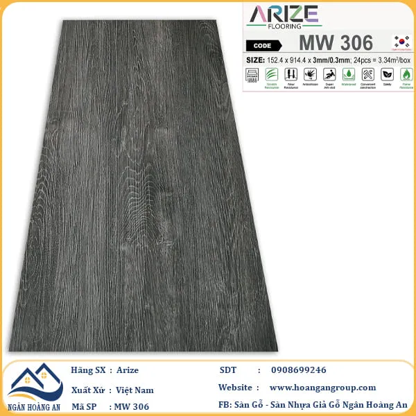 Sàn Nhựa Dán Keo Giả Vân Gỗ Arize 3mm Sàn Nhựa Dán Keo Giả Vân Gỗ Arize 3mm