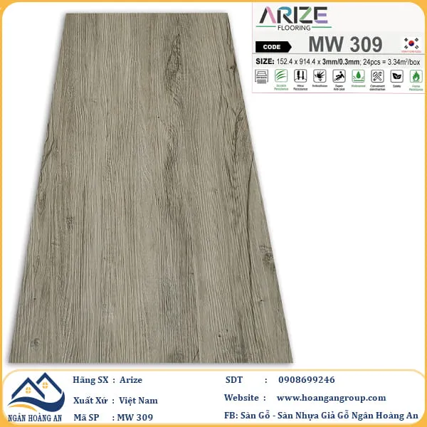 Sàn Nhựa Dán Keo Giả Vân Gỗ Arize 3mm