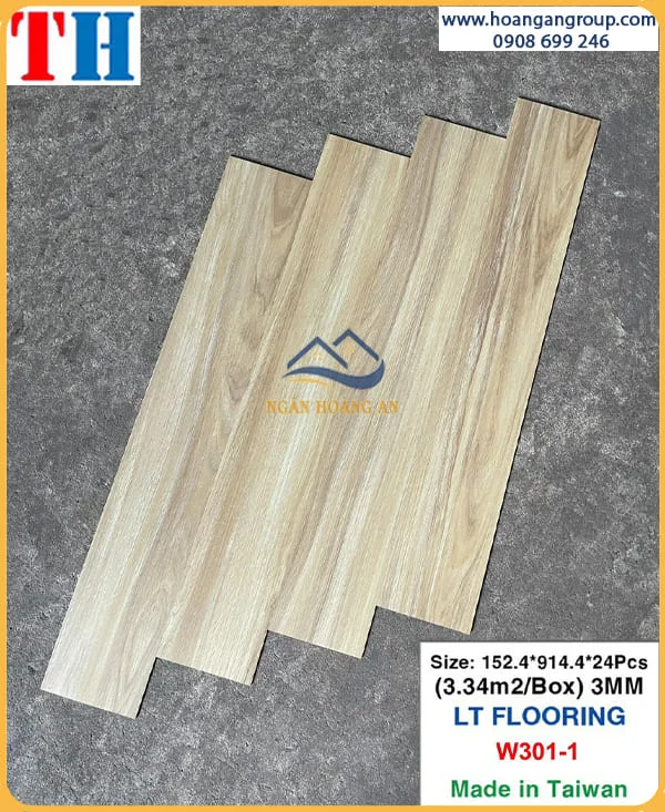 Sàn Nhựa Giả Gỗ Dán Keo 3mm Vinyl Floor W301-1