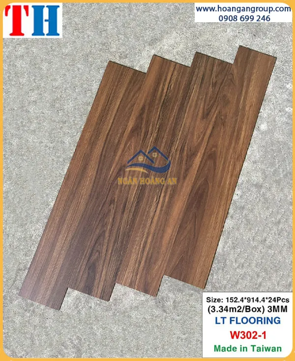 Sàn Nhựa Giả Gỗ Dán Keo 3mm Vinyl Floor W302-1