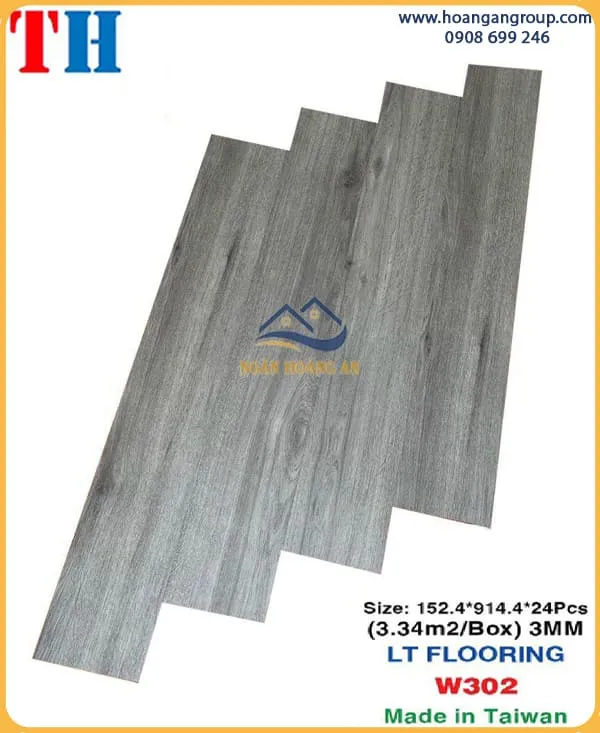 Sàn Nhựa Giả Gỗ Dán Keo 3mm Vinyl Floor W302 Sàn Nhựa Giả Gỗ Dán Keo 3mm Vinyl Floor W302