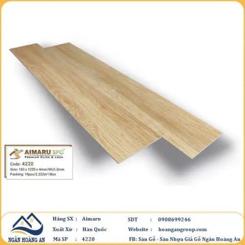 Sàn Nhựa Giả Gỗ Hèm Khóa 4mm Aimaru 4220