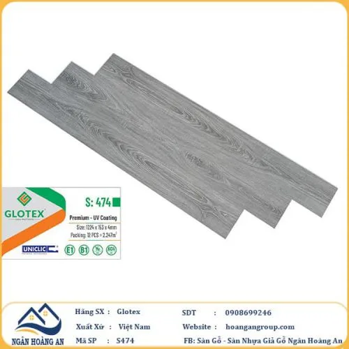 Sàn Nhựa Giả Gỗ Hèm Khóa Glotex 474