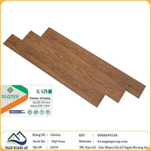 Sàn Nhựa Giả Gỗ Hèm Khóa Glotex 479