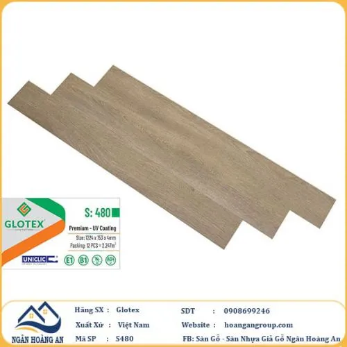 Sàn Nhựa Giả Gỗ Hèm Khóa Glotex 480