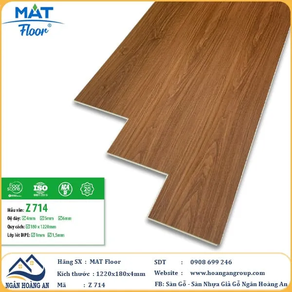 Sàn Nhựa Giả Gỗ Hèm Khóa MAT Floor Z714 Dày 4mm