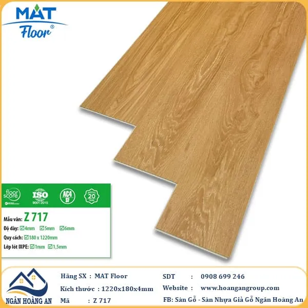 Sàn Nhựa Giả Gỗ Hèm Khóa MAT Floor Z717 Dày 4mm